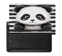Black And White Panda Passport Holder with Card Slots Portable Passport Cover Compact Waterproof Passports Protector