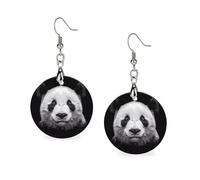Black And White Panda Round Wooden Earrings Boho Drop Pendant Fashion Gifts for Women