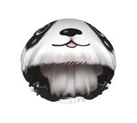 Black and White Panda Shower Cap Reusable Elastic Bath Caps Waterproof Bath Hair Hat for Women Men Spa Salon Large Shower Bonnet Double Layer Bathing Hair Cap for Long Hair, Braids