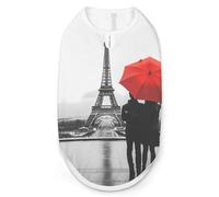 Black And White Paris Eiffel Tower Dog Shirts Patterned Pet Clothes Tank Top Sleeveless T-Shirt for Cats Puppy XL