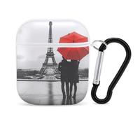 Black And White Paris Eiffel Tower Earphone Case Cover Compatible with AirPods 1&2 Shockproof Bluetooth Headset Case White-style