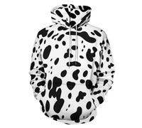 Black And White Pattern of Dalmatian Hoodies Novelty Graphic Hooded Pullover Sweatshirt with Pocket for Men Women M