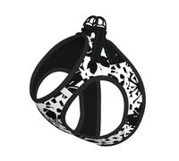 Black and White Pattern Print Pet Leash Vest Soft Adjustable Step in Puppy Vest Outdoor Walking with Leash
