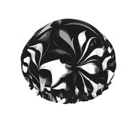 Black and white patterns Print Shower Cap, Bath Shower Caps for Women Long Hair, Double Layer Waterproof Bathing Shower Hat
