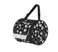 Black And White Paw Print Print Cylinder Tissue Organizer Bag With Strap, Portable Toilet Roll Holder For Camping Car