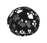 Black and white Paw Print Print Shower Cap, Shower Cap for Women Reusable, Waterproof Bath Cap,Quick Drying Bath Hair Cap
