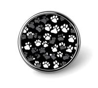 Black And White Paw Print Round Badge Personalized Metal Lapel Pin Badges Fit Clothing Bags Hat Humorous Printed Brooch Badge Party Decorations Accessories for Men Women