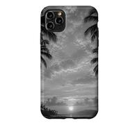 Black and White Photo of Coastal Palm Tree Beach Sunset Case for iPhone 11 Pro Max