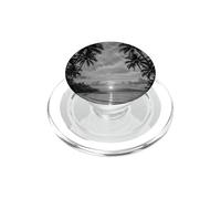 Black and White Photo of Coastal Palm Tree Beach Sunset PopSockets PopGrip for MagSafe