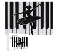 Black And White Piano Keys Dancing Lady Funny Wooden Puzzle Adults Difficult Jigsaw Puzzles with Storage Box for Family Game Birthday Gift