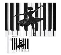 Black And White Piano Keys Dancing Lady Funny Wooden Puzzle Adults Difficult Jigsaw Puzzles with Storage Box for Family Game Birthday Gift