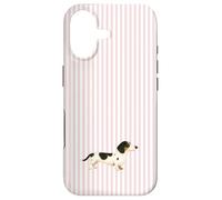 Black and White Piebald Smooth Haired Dachshund Pink Stripes Case for iPhone 17