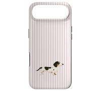 Black and White Piebald Smooth Haired Dachshund Pink Stripes Case for iPhone Air