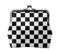 Black and White Plaid Coin Purse, Small Travel Kit Storage Pouch for Weekend Getaways and Business Trips