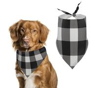 Black and White Plaid Dog Bandanas for Feeding Grooming, Triangle Pet Bibs Washable Pets Scarf for Cats & Dogs