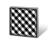 Black And White Plaid Pattern Simple Unisex Brooches & Pins Square Lightweight Lapel Badge Jewelry for Clothing Shawl Hat