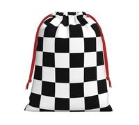 Black and white plaid Print Soft Drawstring Storage Bags, Flannel Gift Pouches Fashion Novelty Christmas Holiday Gifts Bags