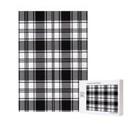 Black and white plaid Printed Jigsaw Puzzle with Storage Box, Wooden Puzzle for Adults and Kids, 300 Pieces Family Fun Decorative Game, 28x40 CM