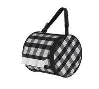 Black and white plaid Printed Portable Tissue Roll Case, Standard-Size Fit, Oxford Cloth for Wall Camping Backpack