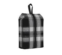 Black and White Plaid Printed Travel Shoe Storage Bag Waterproof Jacquard Fabric is Lightweight, with Strong Handle and Central Zipper.
