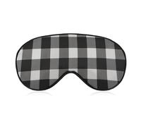 Black and White Plaid Sleep Mask for Women Men, Soft Eye Mask with Adjustable Strap for Sleeping, Light Blocking Travel Blindfold for Nap Comfortable Eye Cover for Home Office