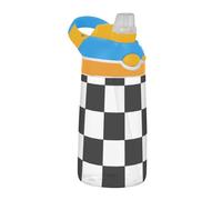 Black and White Plaid Sports Water Bottle with Leak Proof Spout Lid Wide Mouth Leakproof Travel Water Bottle for School Boys Girls termos para agua Fria para ni?os