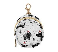 Black and White Playful Hippo Christmas Infants Baby Pacifier Case Holder with Zipper and Clip Key Chain Wallet, Neutral Baby Items