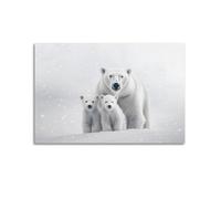 Black And White Polar Bears in The Snow Modern Canvas Art Wild Animal Painting Print Wall Decor for Living Room Bedroom Stylish Wall Art Poster 20x30inch(50x75cm)