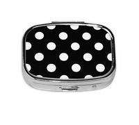 Black and White Polka Dot 1,Meta Pill Box 2 Compartment Medicine Case,Portable Organizer,Rectangle Meta Portable Organizer Pill Box 935 Compartment Medicine Case