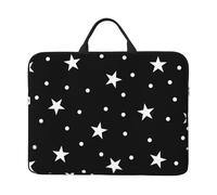 Black And White Polka Dot And Star, 14 Inch Laptop Sleeve, Notebook Bag Laptop Case Sleeve Briefcase with Handle