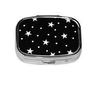 Black and White Polka Dot and Star,Meta Pill Box 2 Compartment Medicine Case,Portable Organizer,Rectangle Meta Portable Organizer Pill Box 932 Compartment Medicine Case