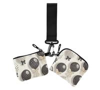 Black and White Polka Dot Birthday Balloon Dual Coin Purse Credit Card Holder Wallet Mini Fashion Zipper Purse Wallet with Zipper Coin Pocket for Lady 2 Packs, Black and white polka dot birthday