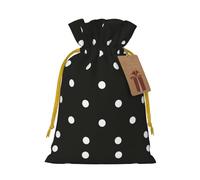 Black And White Polka Dot Christmas Drawstring Sack Gift Bag, Lightweight And Cute In Design