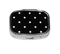 Black and White Polka Dot,Meta Pill Box 2 Compartment Medicine Case,Portable Organizer,Rectangle Meta Portable Organizer Pill Box 931 Compartment Medicine Case