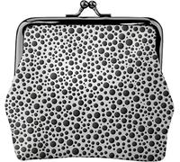 Black and White Polka Dot Pattern Women's Leather Coin Purse, Small Change Pouch with Kiss-Lock Clasp Closure Buckle Wallet for Girl Gift