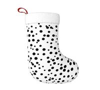 Black and White Polka Dot Premium Plush Christmas Stocking - Festive Decoration for Holidays and Gifts, and New Year Celebrations