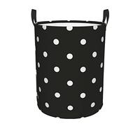 Black And White Polka Dot Print Round Laundry Basket With Handles Waterproof Laundry Hamper For Bathroom Circular Storage Basket