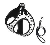Black and White Polka Dot Print Soft Pet Harness and Leash Set, Adjustable Mesh Puppy Vest Harness for Small Medium Large Dogs and Cats
