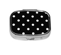 Black and White Polka Dot Printed,Meta Pill Box 2 Compartment Medicine Case,Portable Organizer,Rectangle Meta Portable Organizer Pill Box 934 Compartment Medicine Case