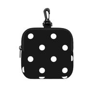Black and White Polka Dot Printed, Square Zipper Storage Bag, Neoprene Coin Purse, Small Wallets, Change Pouch, Change Purse