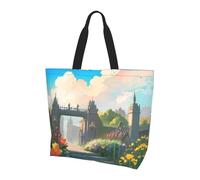 Black And White Polka Dot Printed tote bag, shoulder bag, suitable for travel, beach, and everyday shopping., Outside the Castle Gate, One Size