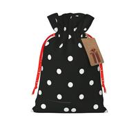 Black And White Polka Dot Printing 4.7x6.9 In Christmas Bag With Drawstring,Ideal For Adults To Wrap Gifts For Christmas Halloween