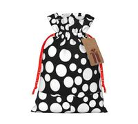 Black And White Polka Dot Printing 4.7x6.9 In Christmas Bag With Drawstring,Ideal For Adults To Wrap Gifts For Christmas Halloween