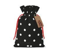 Black And White Polka Dot Printing 4.7x6.9 In Christmas Bag With Drawstring,Ideal For Adults To Wrap Gifts For Christmas Halloween