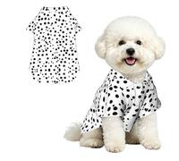 Black And White Polka Dot S Pet Hawaiian Shirt for Small Dogs-Cute Summer Beach Outfit for Puppy, Soft Breathable Cat Clothes with Buttons