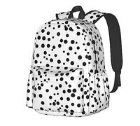Black And White Polka Dot School Backpack Rucksack Large Capacity Back Pack with Front Pocket Lightweight School Bags