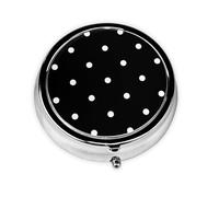 Black and White Polka DotMeta Pill Box 3 Compartment Medicine Case,Portable Organizer