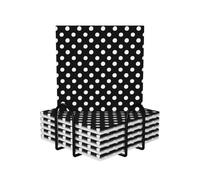 Black And White Polka Dots 6-Piece Set Of Ceramic Coasters Fully Printed Non-Slip Absorbent Coasters, Made Of Environmentally-Friendly And Safe Ceramic Materials, Equipped With Metal Storage Racks