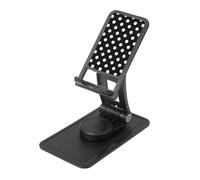 Black and White Polka Dots Prints Rotating Cell Phone Stand with 360° Swivel Base - Foldable Square Desk Phone Holder for iPhone 16 15 14 13 12 11,All Phones,Black