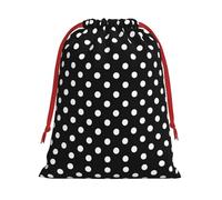 Black And White Polka Dots Ultra Soft Velvet Gift Bag, Stylish Design, Preferred For Holidays
